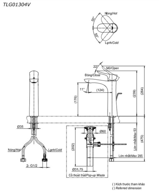 Vòi lavabo nóng lạnh GO TOTO TLG01304V