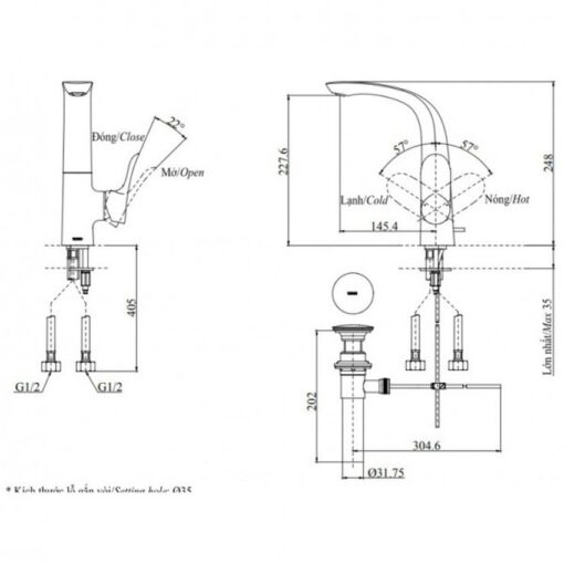 Vòi lavabo nóng lạnh GO TOTO TLG01309BB (TLG01309B)