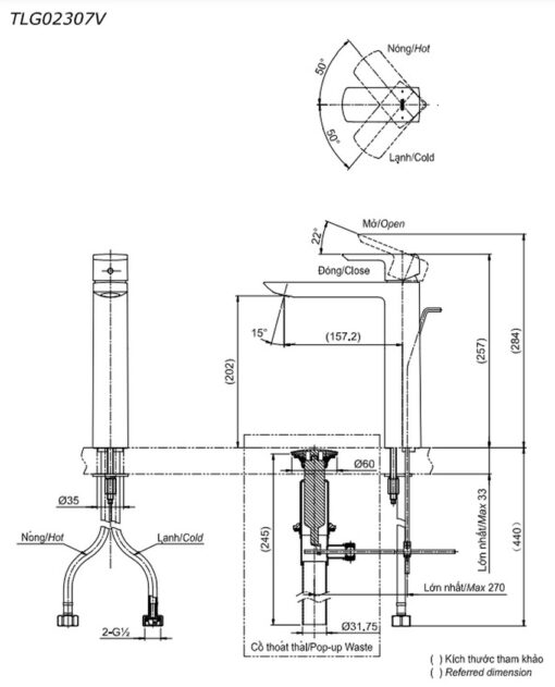 Vòi lavabo nóng lạnh GR TOTO TLG02307V