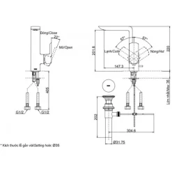 Vòi lavabo nóng lạnh GR TOTO TLG02309BB (TLG02309B)