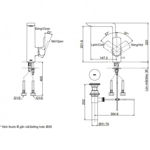 Vòi lavabo nóng lạnh GR TOTO TLG02309BB (TLG02309B)