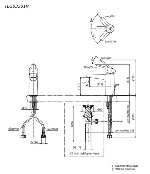 Vòi lavabo nóng lạnh GS TOTO TLG03301V