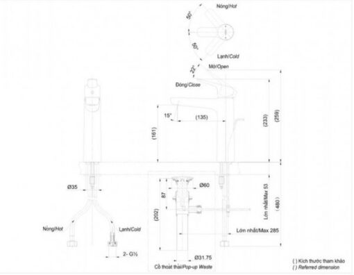 Vòi lavabo nóng lạnh GS TOTO TLG03303V1