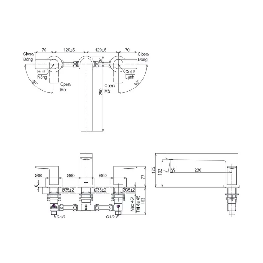 Vòi lavabo nóng lạnh GT TOTO TLG13201A 7 Vòi lavabo nóng lạnh GT TOTO TLG13201A trong không gian phòng tắm