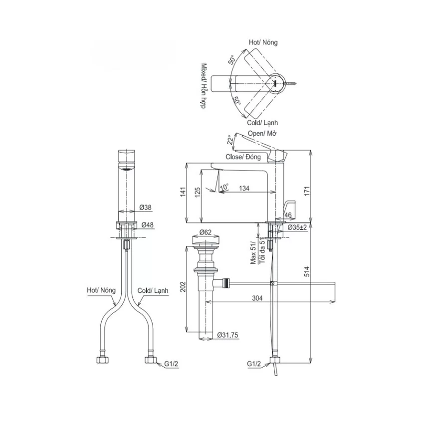 Vòi lavabo nóng lạnh GT TOTO TLG13301A - Hải Yến Home trong không gian phòng tắm Vòi lavabo nóng lạnh GT TOTO TLG13301A trong phòng tắm