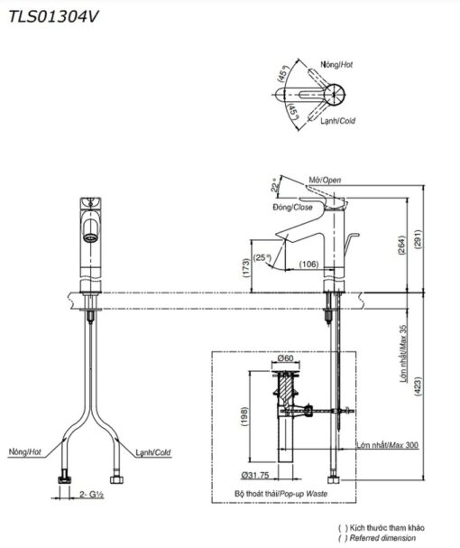 Vòi lavabo nóng lạnh LB TOTO TLS01304V