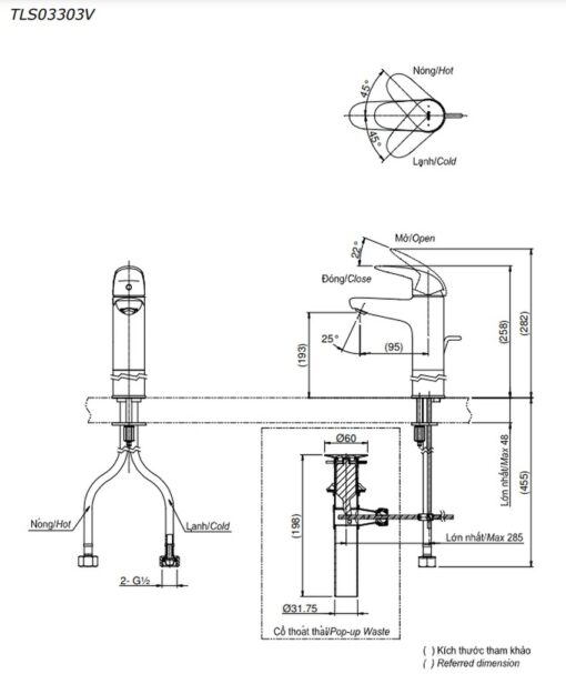 Vòi lavabo nóng lạnh LC TOTO TLS03303V