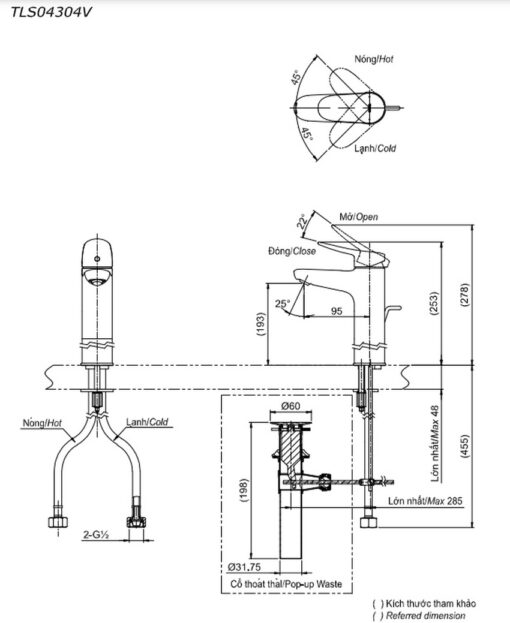 Vòi lavabo nóng lạnh LF TOTO TLS04304V