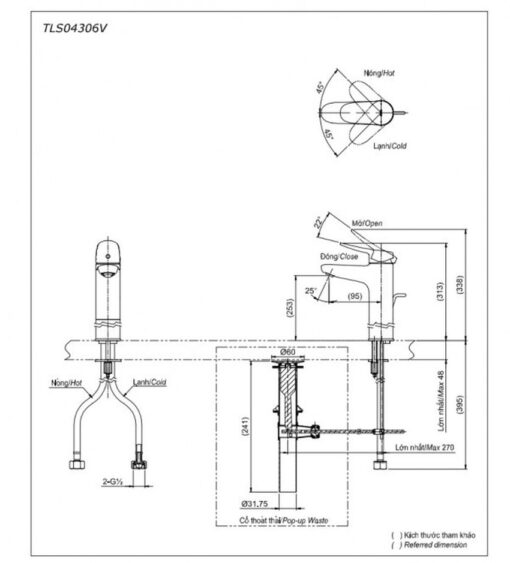 Vòi lavabo nóng lạnh LF TOTO TLS04306V