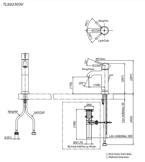 Vòi lavabo nóng lạnh LN TOTO TLS02303V