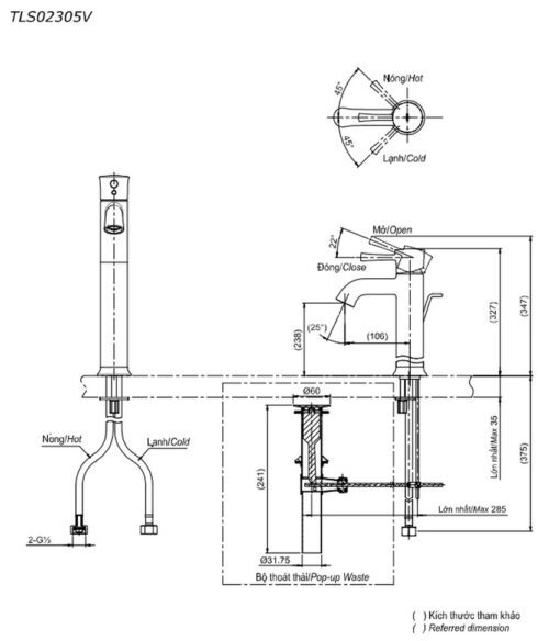 Vòi lavabo nóng lạnh LN TOTO TLS02305V