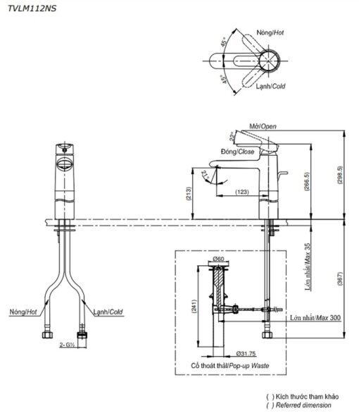 Vòi lavabo nóng lạnh New Standard TOTO TVLM112NS