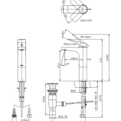 Vòi lavabo nóng lạnh Rei-S TOTO TTLR302FV-1R