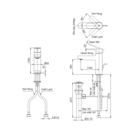 Vòi lavabo nóng lạnh TOTO TLS06301V