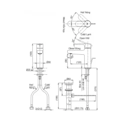 Vòi lavabo nóng lạnh TOTO TLS06301V1 16 Vòi lavabo nóng lạnh TOTO TLS06301V1
