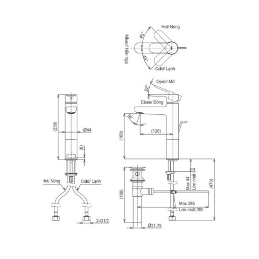 Vòi lavabo nóng lạnh TOTO TLS06303V