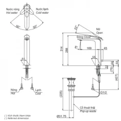Vòi lavabo nóng lạnh ZA TOTO TLP03301A1 47 Vòi lavabo nóng lạnh ZA TOTO TLP03301A1