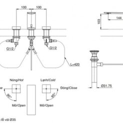 Vòi lavabo nóng lạnh ZL TOTO TLP02301B