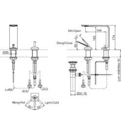 Vòi lavabo nóng lạnh ZL TOTO TLP02304B 26 Vòi lavabo nóng lạnh ZL TOTO TLP02304B