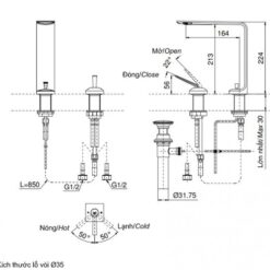 Vòi lavabo nóng lạnh ZL TOTO TLP02307B