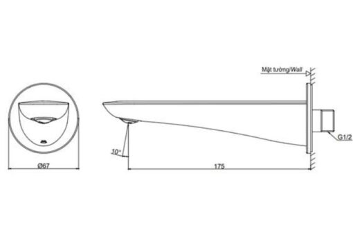 Vòi xả bồn âm tường GO TOTO TBG01001B