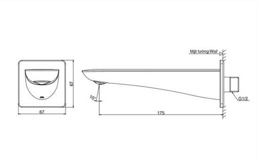 Vòi xả bồn âm tường GR TOTO TBG02001B - Sản phẩm 6