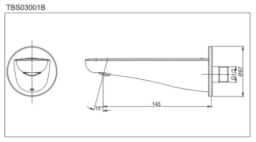 Vòi xả bồn âm tường LC TOTO TBS03001B