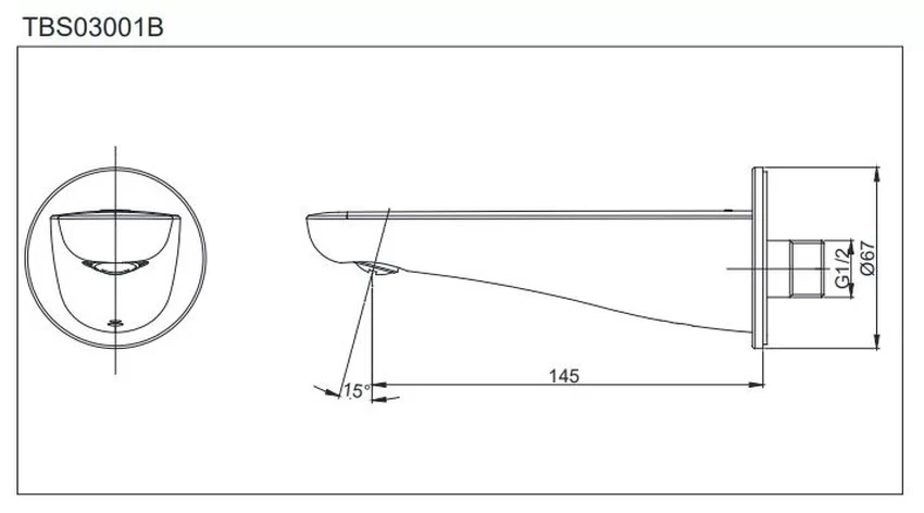 Vòi xả bồn âm tường LC TOTO TBS03001B 8 Vòi xả bồn âm tường LC TOTO TBS03001B