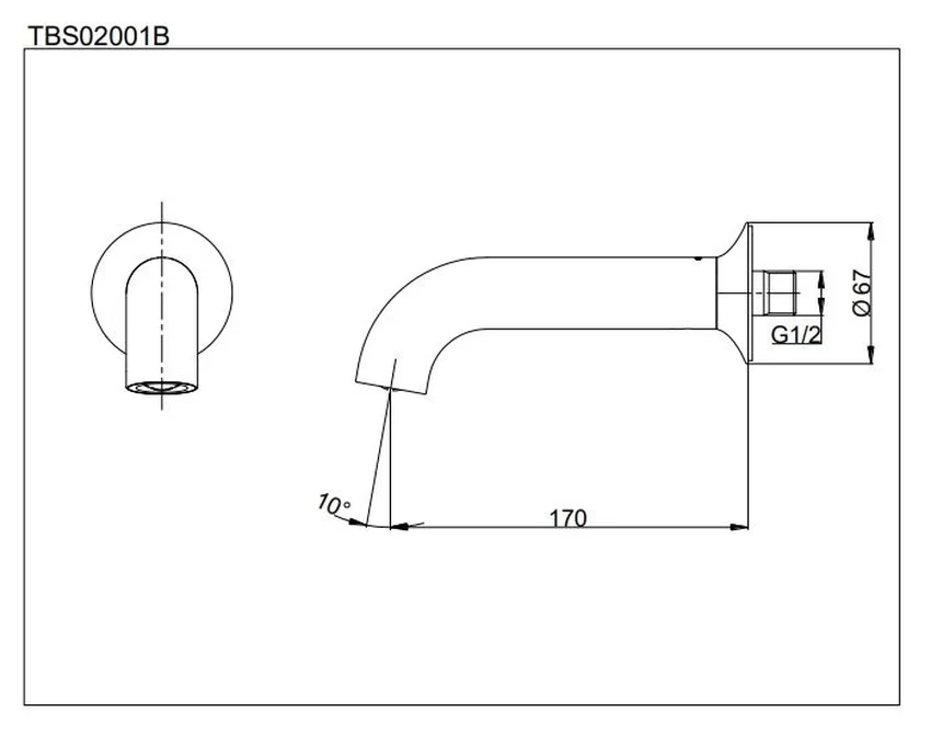 Vòi xả bồn âm tường LN TOTO TBS02001B 8 Vòi xả bồn âm tường LN TOTO TBS02001B