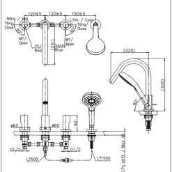 Vòi xả bồn âm tường ZL TOTO TBP02001B 23 Vòi xả bồn âm tường ZL TOTO TBP02001B