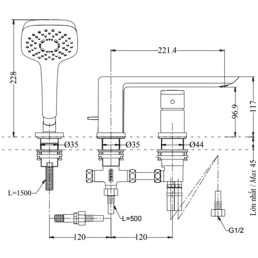 Vòi xả bồn tắm nóng lạnh TOTO TBG02305AA (TBG02305B) 11 Vòi xả bồn tắm nóng lạnh TOTO TBG02305AA (TBG02305B)