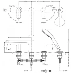 Vòi xả bồn tắm nóng lạnh TOTO TBG04202BB (TBG04202B) 16 Vòi xả bồn tắm nóng lạnh TOTO TBG04202BB (TBG04202B)
