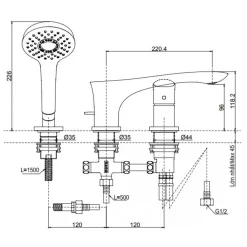 Vòi xả bồn tắm TOTO TBG01305BB nóng lạnh kèm tay sen 13 Vòi xả bồn tắm TOTO TBG01305BB nóng lạnh kèm tay sen
