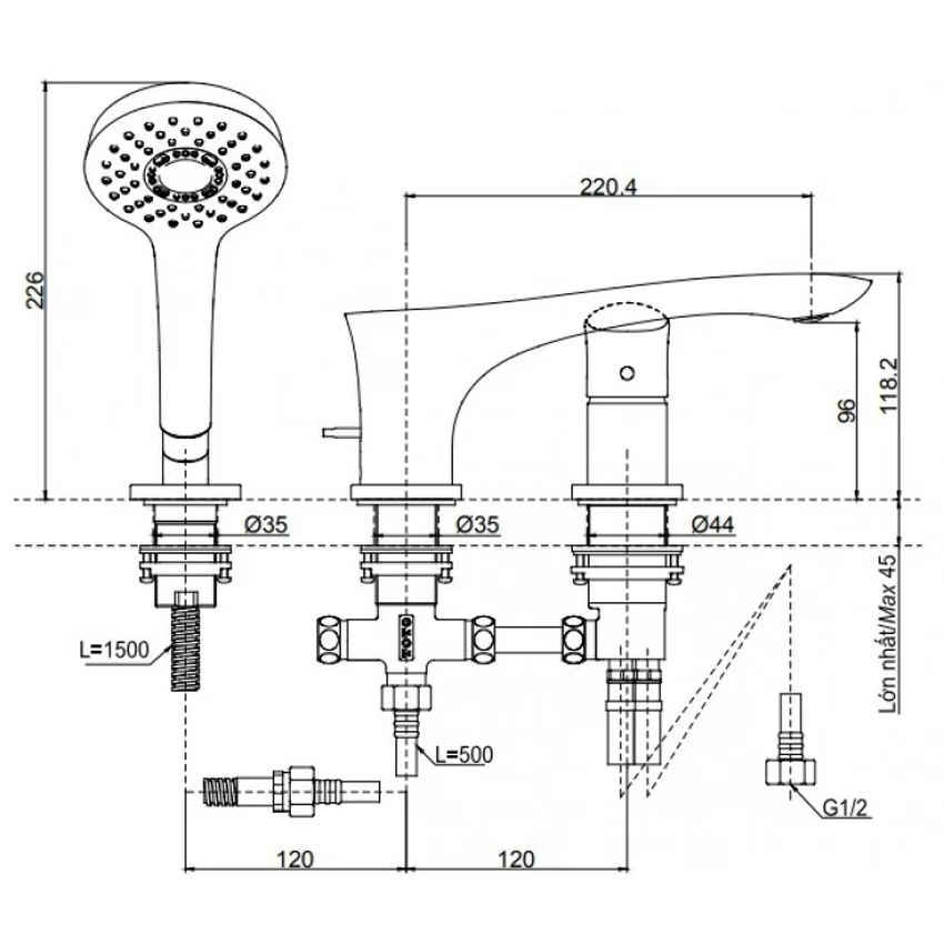 Lắp đặt Vòi xả bồn tắm TOTO trong phòng tắm - SKU: TBG01305BB Lắp đặt Vòi xả bồn tắm TOTO trong phòng tắm