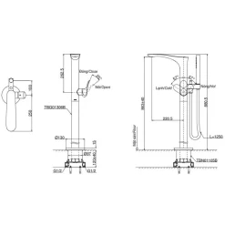 Vòi xả bồn tắm TOTO TBG01306BA TBN01105B đặt sàn nóng lạnh (kèm đế)