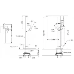 Vòi xả bồn tắm TOTO TBG02306BA TBN01105B đặt sàn nóng lạnh (kèm đế)