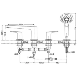 Vòi xả bồn tắm TOTO TBG03202BB nóng lạnh kèm tay sen 18 Vòi xả bồn tắm TOTO TBG03202BB nóng lạnh kèm tay sen