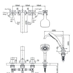 Vòi xả bồn tắm TOTO TBG08202A nóng lạnh kèm tay sen