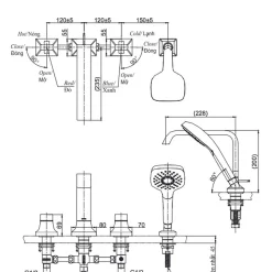 Vòi xả bồn tắm TOTO TBG08202A nóng lạnh kèm tay sen