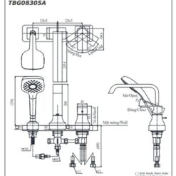 Vòi xả bồn tắm TOTO TBG08305AA nóng lạnh kèm tay sen