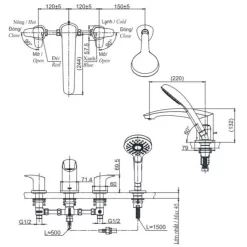 Vòi xả bồn tắm TOTO TBG09202A nóng lạnh kèm tay sen 9 Vòi xả bồn tắm TOTO TBG09202A nóng lạnh kèm tay sen