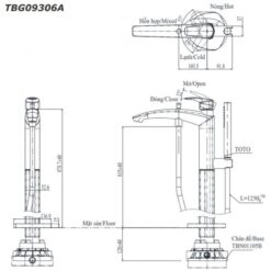 Vòi xả bồn tắm TOTO TBG09306AA TBN01105B đặt sàn nóng lạnh (kèm đế) 16 Vòi xả bồn tắm TOTO TBG09306AA TBN01105B đặt sàn nóng lạnh (kèm đế)