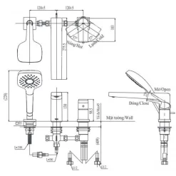 Vòi xả bồn tắm TOTO TBG10305AA nóng lạnh kèm tay sen