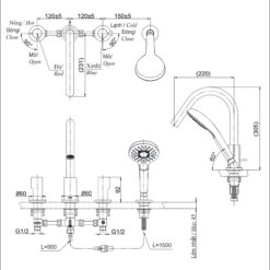 Vòi xả bồn tắm TOTO TBG11201B nóng lạnh