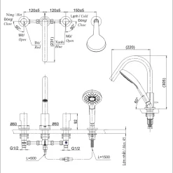Vòi xả bồn tắm TOTO TBG11201B nóng lạnh 22 Vòi xả bồn tắm TOTO TBG11201B nóng lạnh