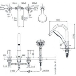 Vòi xả bồn tắm TOTO TBG11202A nóng lạnh kèm tay sen