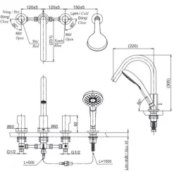 Vòi xả bồn tắm TOTO TBG11202A nóng lạnh kèm tay sen 20 Vòi xả bồn tắm TOTO TBG11202A nóng lạnh kèm tay sen
