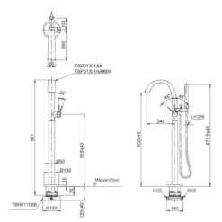 Vòi xả bồn tắm TOTO TBP01301AA đặt sàn nóng lạnh