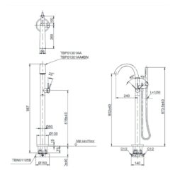 Vòi xả bồn tắm TOTO TBP01301AA TBN01105B đặt sàn nóng lạnh (kèm đế)