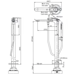 Vòi xả bồn tắm TOTO TBP03301AA đặt sàn nóng lạnh